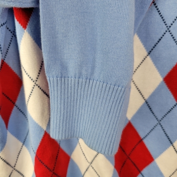Brooks Brothers Sweater L Men Blue Red Argyle 1/4 Zip Cotton Mint Supima Cotton - Picture 8 of 11